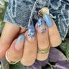 24Pcs French Tip Press on Nail Blue Gradient Acrylic Nail Short Almond False Nail Manicure For Spring And Summer