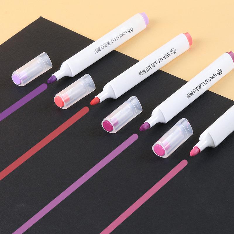 Single Color 36-Pack Waterproof Art Markers - Black, White, Red Opaque - Ideal for Kids' Painting