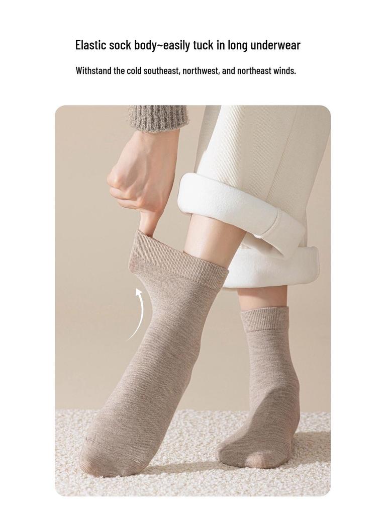 Women's 90% Pure Wool Merino Mid-Calf Socks - Warm, Thick, and Cold-Resistant for Autumn & Winter Hiking