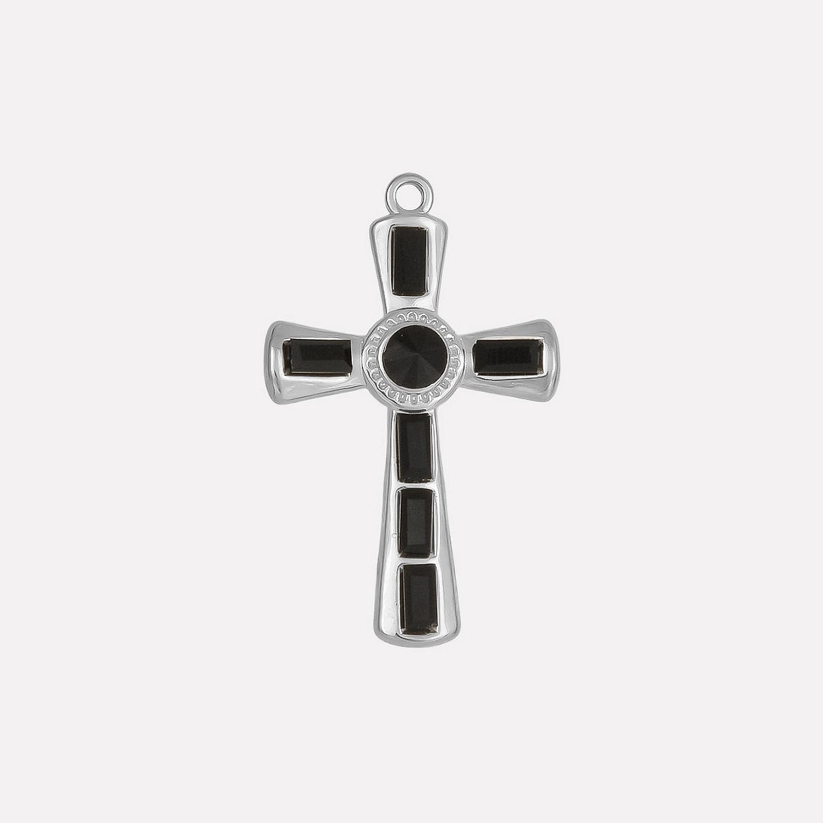 

1 Piece 304 Stainless Steel & Rhinestone Religious Charms Cross Metal Pendants For DIY Necklace Bracelets Jewelry 37mm x 23mm