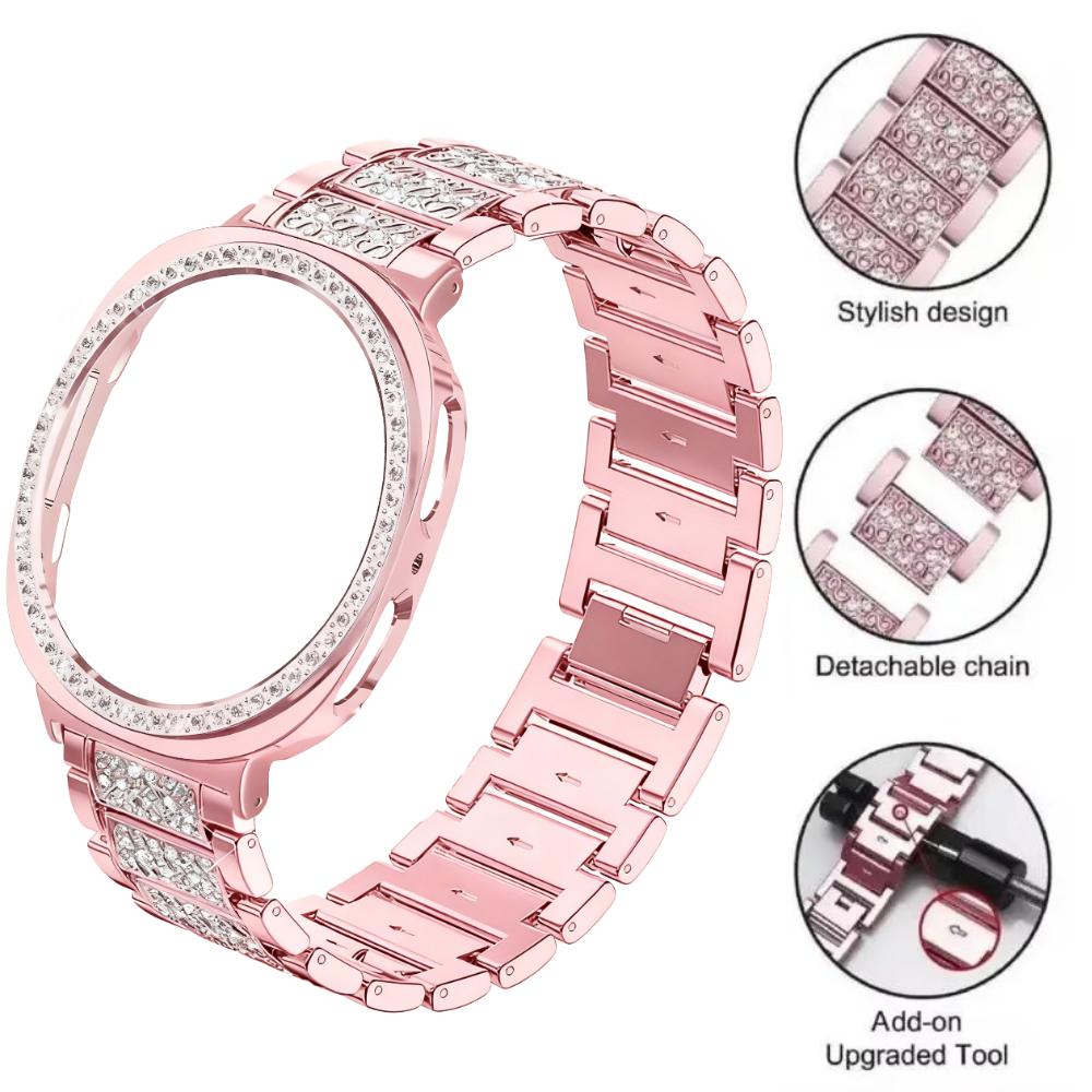 Rhinestone Diamond Bling Metal Watch Band + PC Protective Case For Samsung Galaxy Watch 8 44mm 40mm Business Watch Galaxy Watch 8 Band