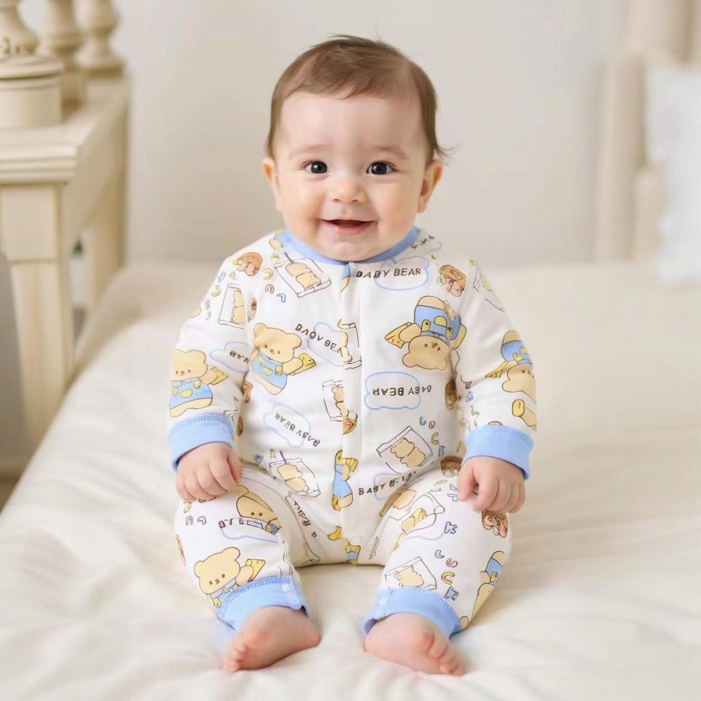 

Unisex Baby Romper - Thin 40g Cotton, Boneless, Closed Crotch Onesie for Newborns, Perfect for Autumn/Winter 90 cm