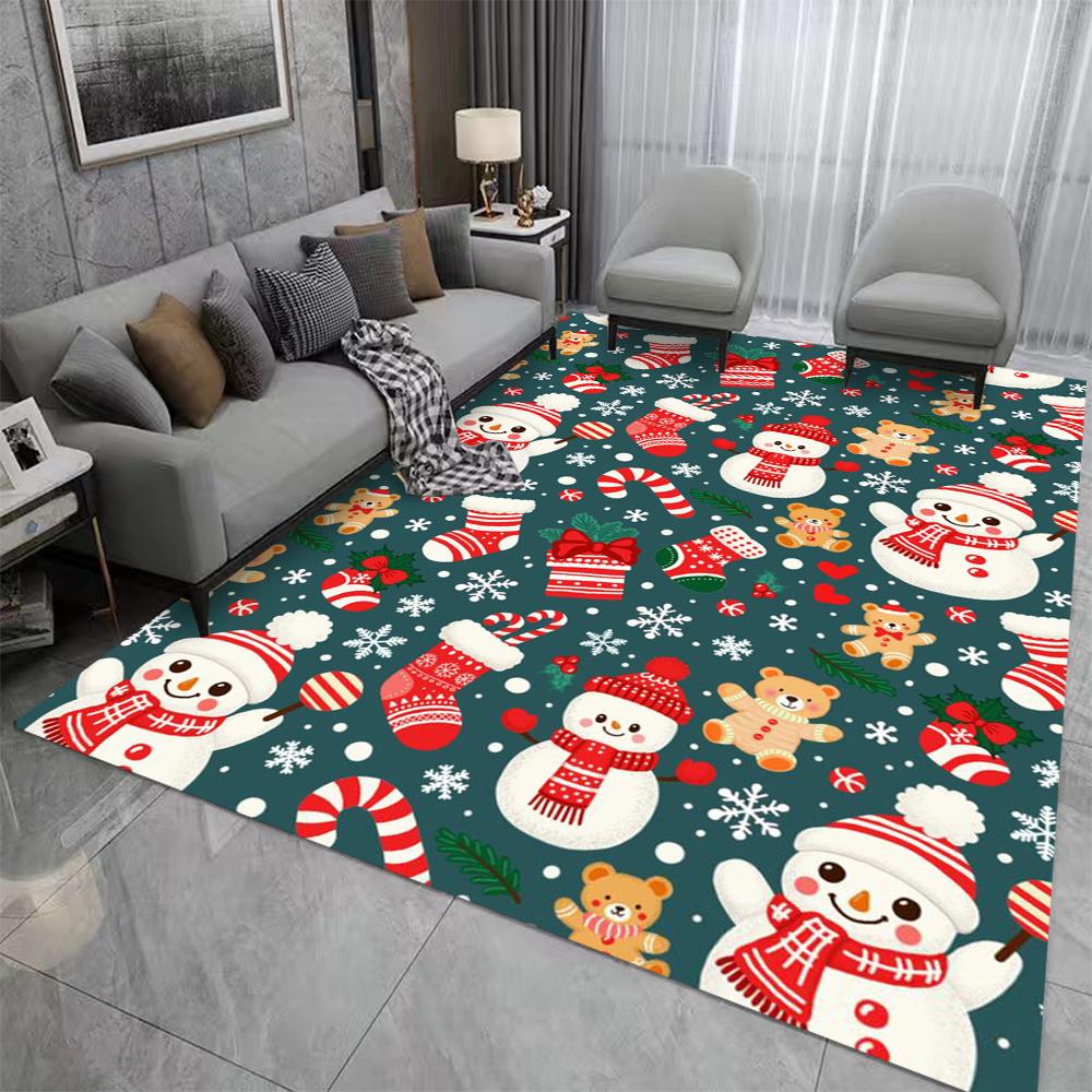 Merry Christmas Gift Carpet Festive Living Room Rug Soft Sofa Mat Cozy Bedroom Floor Decor Holiday Home Christmas Accessories
