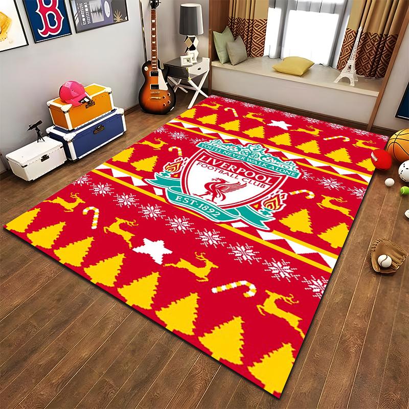 Christmas-Themed Liverpool Football Club Logo Carpet Red Vintage Suitable for use as an anti-slip for living room bedroom sofas