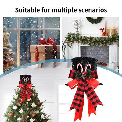 Candy Cane Tree Topper Sequins Candy Decorations Christmas Tree Top Hat For Indoor Outdoor Home Living Room Nursery