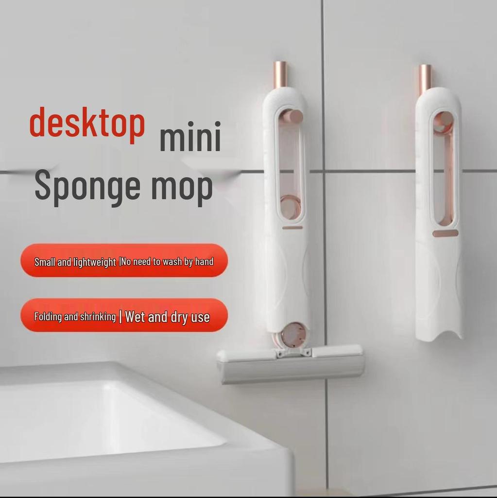 Compact Hands-Free Multi-Purpose Sponge Mop for Absorbent Cleaning: Perfect for Desktops, Kitchens, Bathrooms, and Glass.