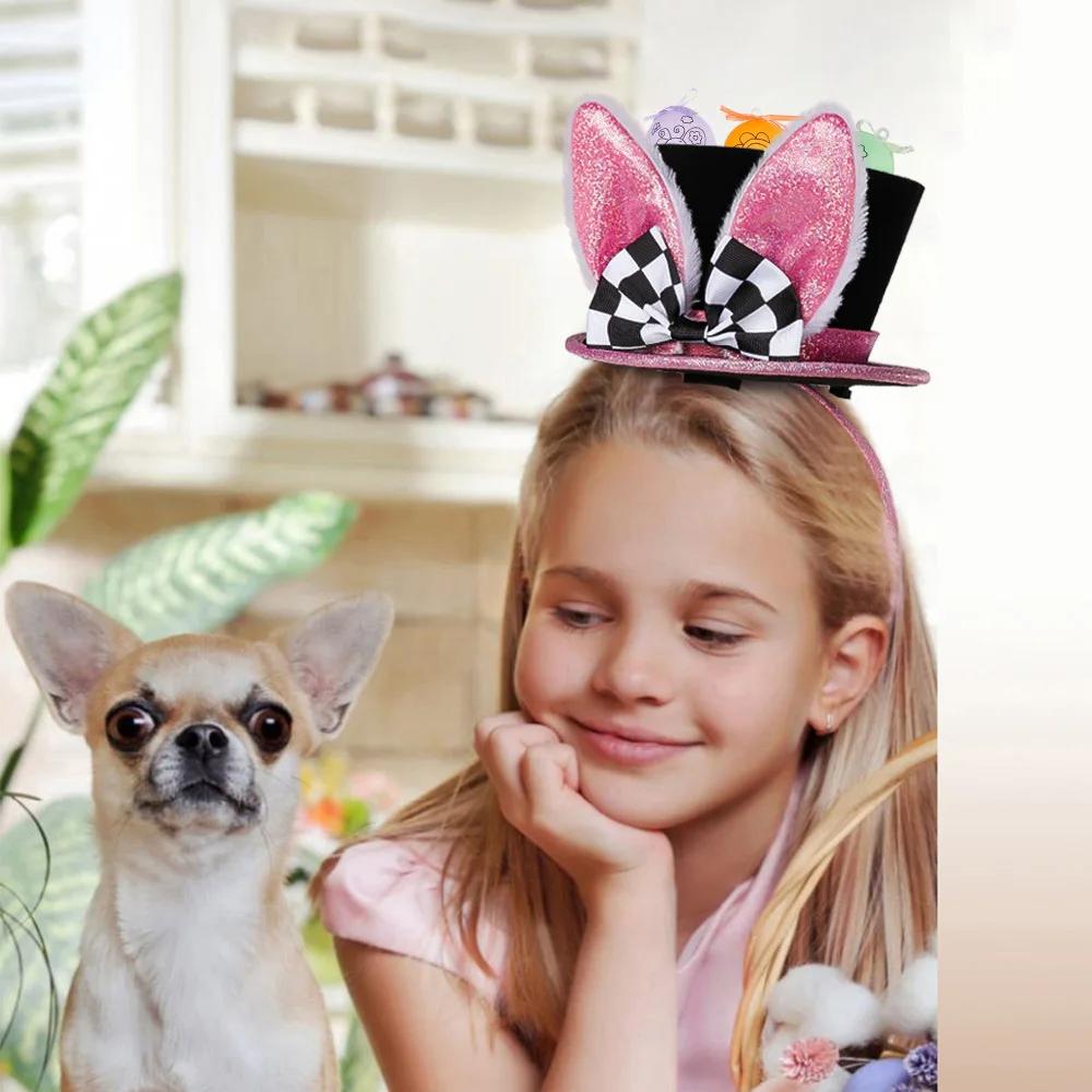 Easter Bunny Ears Cosplay Shooting Hat Funny Interactive Cap for Holiday Party Games Festival Costume Props