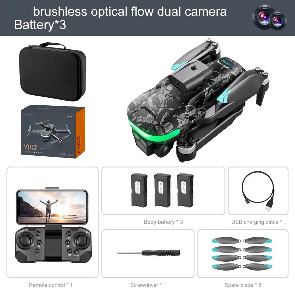 Novo LYZRC UAV V182 Brushless ESC Dual Camera Quadcopter Brushless Aerial Photography Obstacle Avoidance Controle Remoto Brinquedo Posicionamento de Fluxo Óptico