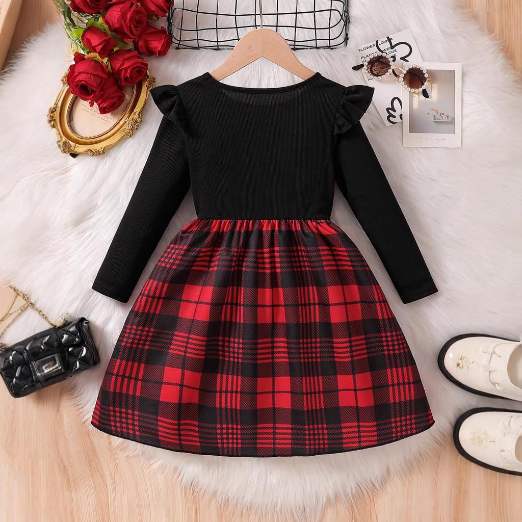 Elegant Black and Red Dress for Girls Summer Children's Fashion Princess Dress