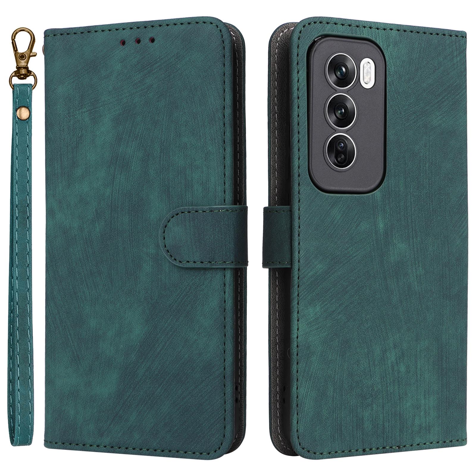 

For Oppo Reno12 Pro 5G (Global) Case RFID Blocking Card Slots PU Leather Wallet Phone Cover Green