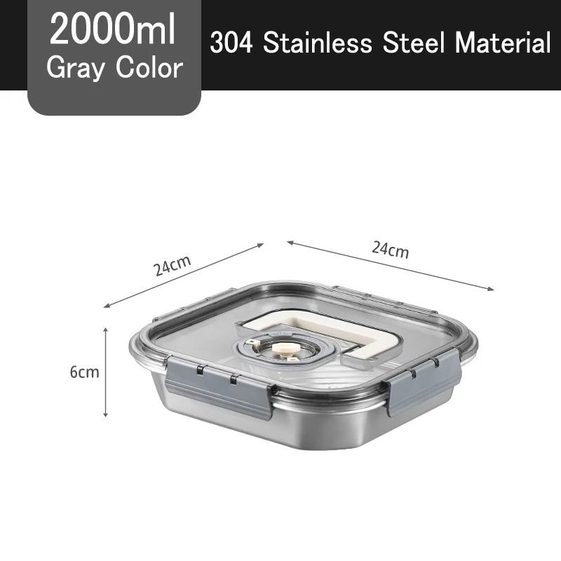 Stainless Steel Food Storage Box Thickened Square Plate Portable Side Dish Container Freshing Lunch Box with Carrying Handle 2970₽