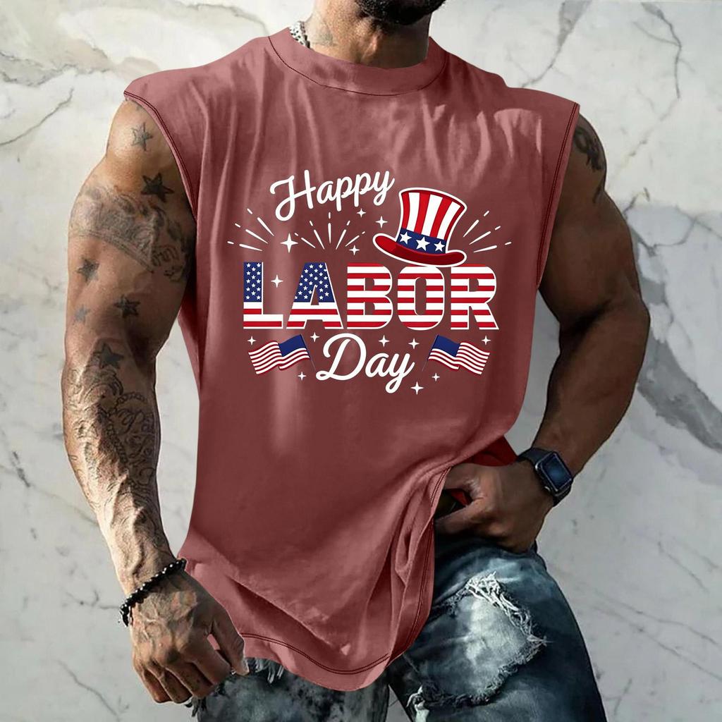Men's Sleeveless Muscle Tank Top Casual Loose Fit Graphic Print Workout Gym Shirt Summer Sportswear