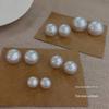 Elegant French Retro Pearl Earrings - Simple and Chic Half-Round Design for Women