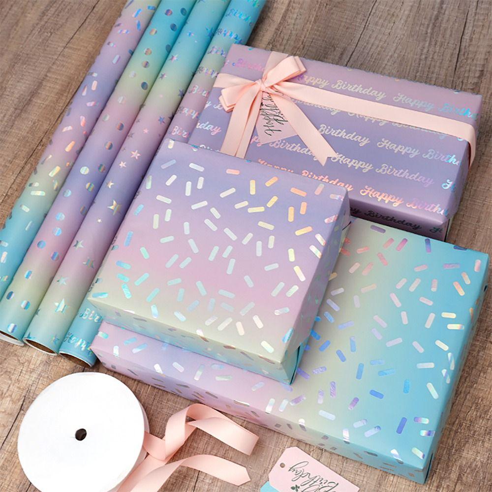 Happy Birthday Gift Wrapping Paper Colorful Iridescent Holographic Paper  Valentine's Day