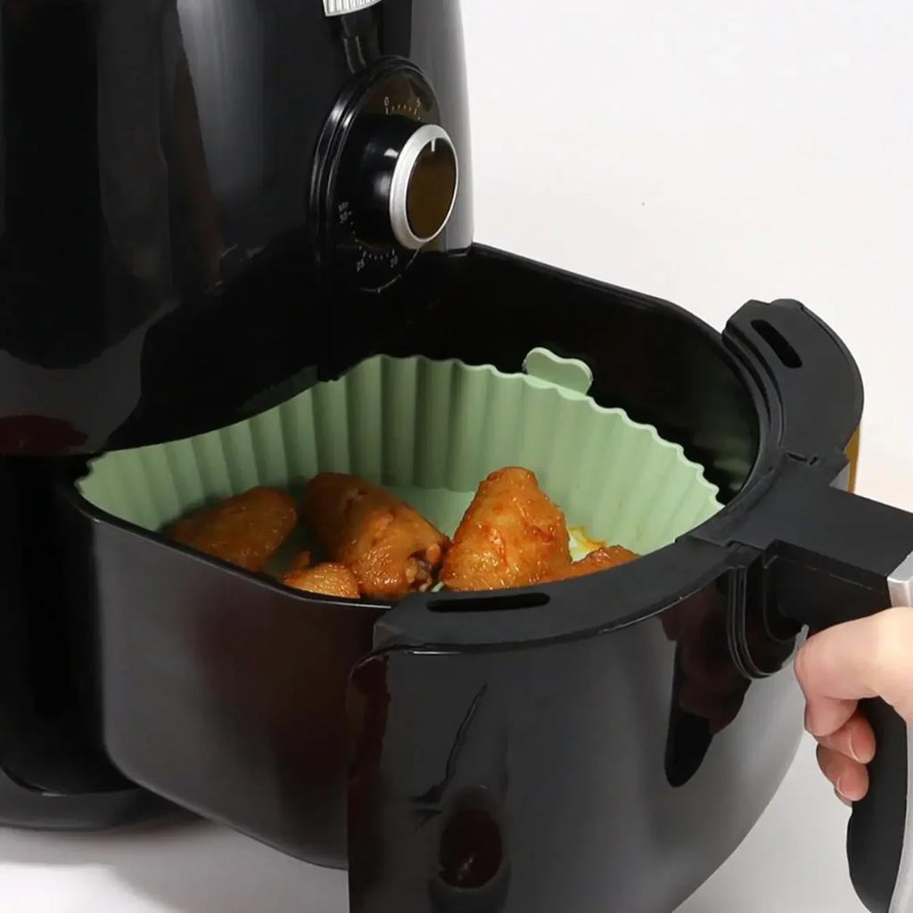 1pc - Silicone Air Fryer Liner Pan - Reusable, Non-Stick - Oven Safe, Easy Cleanup, Heat Resistant,  Baking Tray Accessory