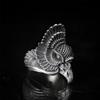 Adjustable Wide Open Ring With Dual Phoenix Motif Vintage Style Sterling Unisex Statement Jewelry