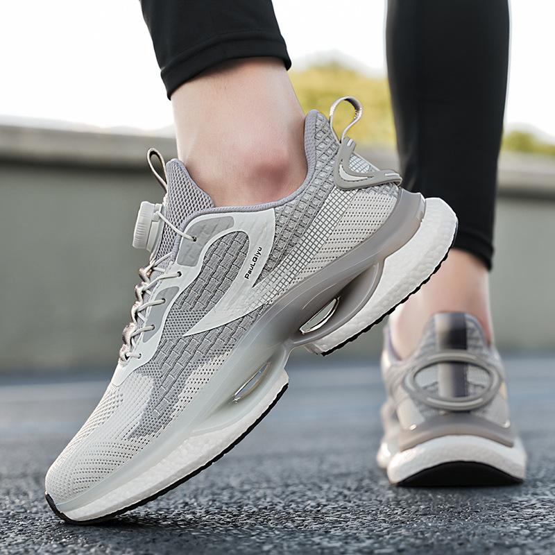 New men's shoes rotating button running shoes popcorn shock absorbing sports shoes breathable casual sports trendy shoes men