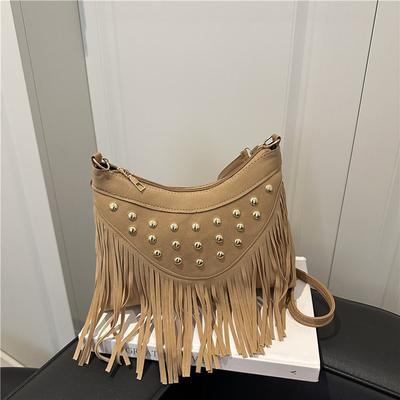 Lato nowy piękny jednolity kolor trend frędzle nit design casualowa torba na ramię listonoszka kobiety