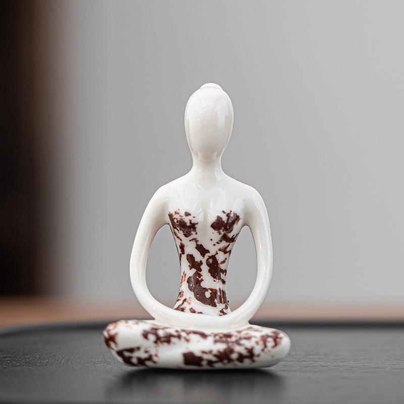 Ceramic Yoga Girl sculptures and figurines Creative Zen Home Room Office Yoga Room Table decoration and accessories