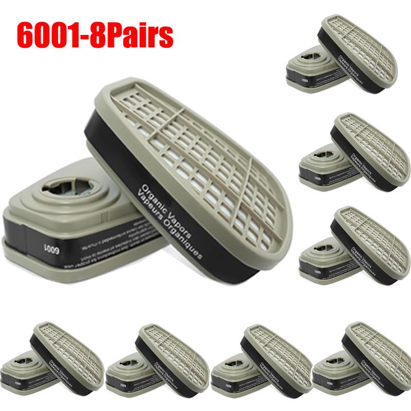 9pair/5pair/2pair/1pair 6001 Organic Vapor Respirator Filter Cartridge For 3m 7502 6200 6800 Gas Mask 2pcs(1pair)