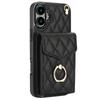 For iPhone 16 Case Card Bag Leather+TPU Crossbody Phone Cover with Ring Kickstand