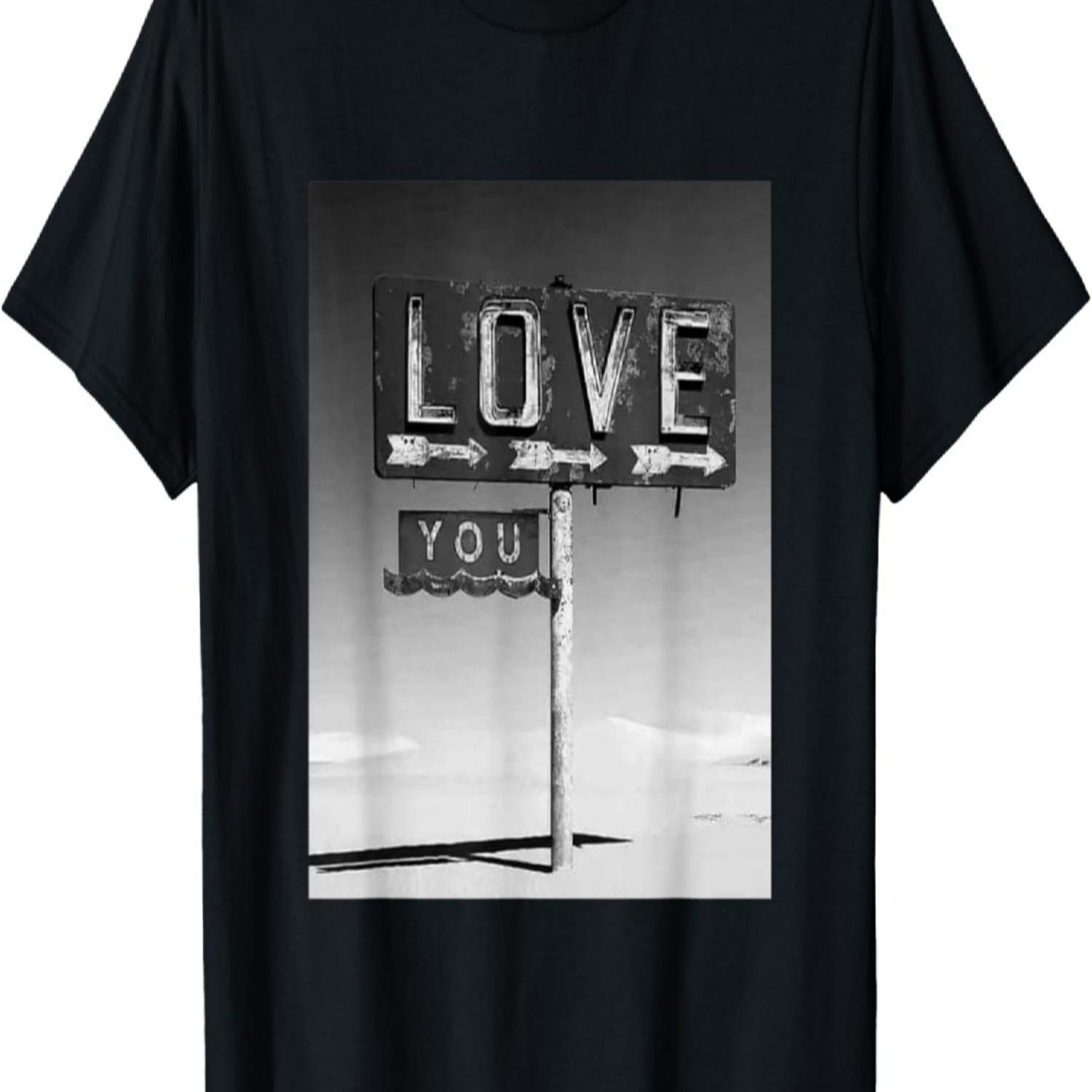 Love You Black White T-Shirt Print I Love You Hoodie T-Shirt S чёрный