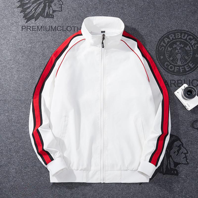 Stand-up Collar Spring and Autumn New Men's Korean Version Slim-fitting Blue Striped Outdoor Top Jacket