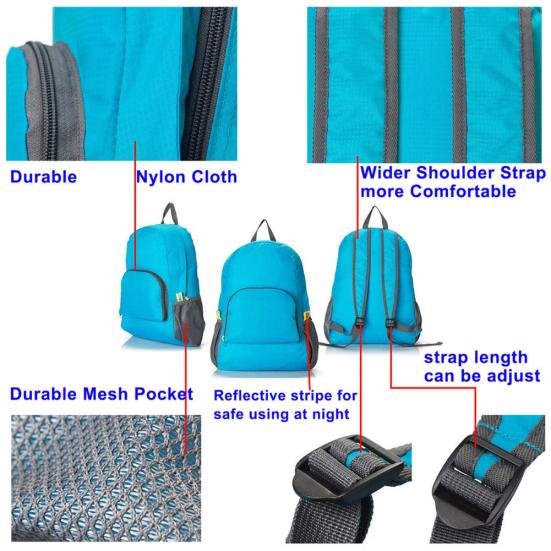 Skládací prostorově úsporný venkovní batoh Cestovní batoh Turistika Tábor Cyklistická taška