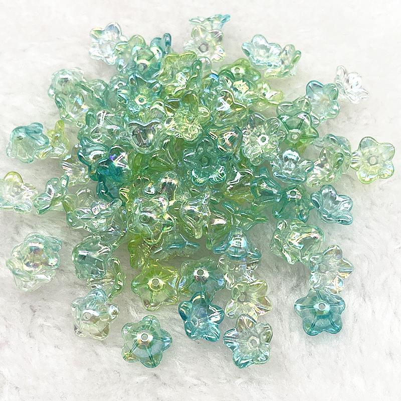 50pcs 7x13mm Gradual Change Acrylic Bellflower Beads Caps Jewelry Findings Charms Bracelets Spacer Beads for Jewelry Making