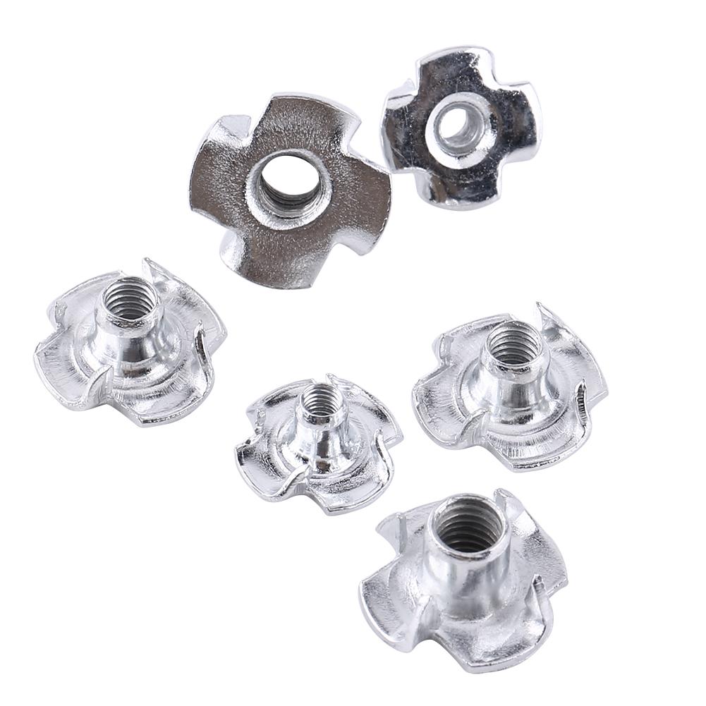 90pcs Carbon Steel M3 M4 M5 M6 M8 Four Pronged T Nuts Blind Inserts Nut for Wood Furniture