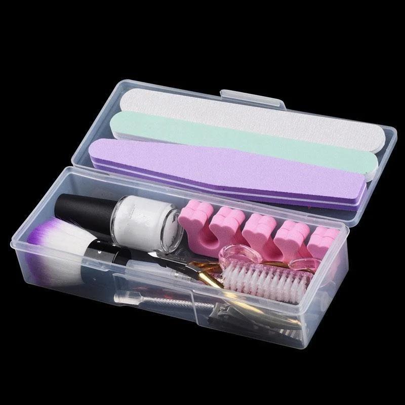1 Stück leere rechteckige Aufbewahrungsbox Multifunktions-Nagelkunst Strasssteine Pinsel Werkzeuge Behälter Kleine Gegenstände Stifte-Organizer-Etui