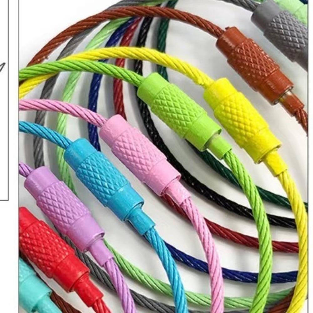 20PCS color paint wire rope 25 colors manufacturer wholesale key ring chain DIY tag cartoon key lanyard accessories