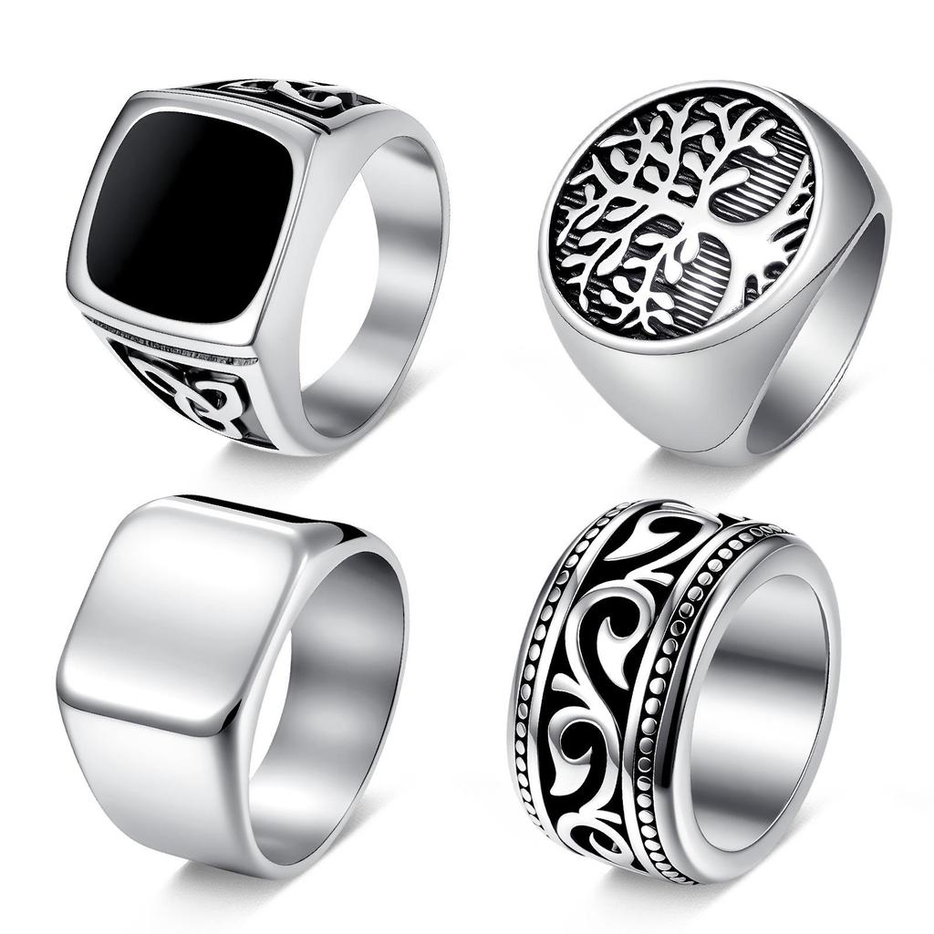 Stainless Steel Celtic Triquetra Cast Ring for Men: European & American Style Finger Jewelry