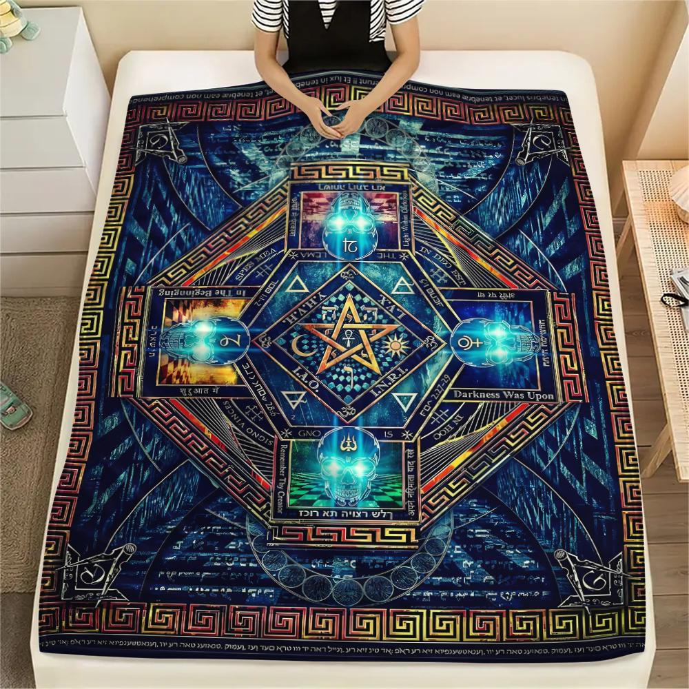 1Pc Masonic Freemason Print Flannel Blanket, High Quality Comfortable for All Seasons, Home Decor, Warmth and Comfort, Perfect for Christmas Gifts