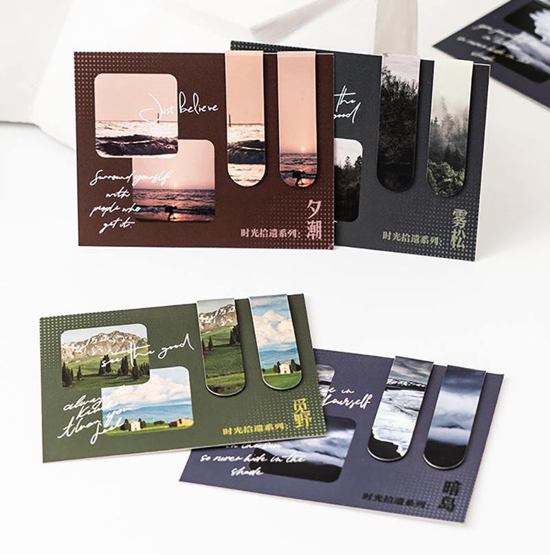Creative Magnetic Bookmarks Beautiful Landscape Book Pages Marker Students Back To School Supplies Aesthetic Stationery Gifts