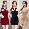 Mesh Neck Sling Dress Women's Summer Pleated Slim Slim Skirt Sexy Pure Desire Spice Girl Hip Wrap Skirt