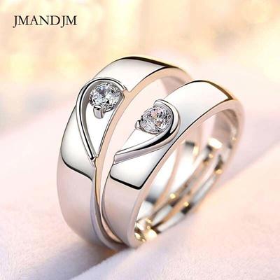 New Heart-to-heart Couple Ring, Japanese and Korean Classic Style, Simple Glossy Heart-shaped Open Pair Ring Direct Sales
