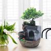 Desktop Fountain Rock Waterfall Humidifier with Artificial Tree &LED Light Feng Shui Decoration for Aquariums Office Décor