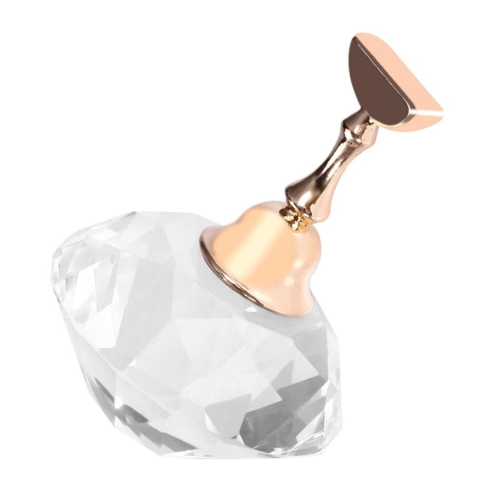 Magnetic Nail Tip Practice Stand Base Alloy Holder Nail Art Display Stand White Diamond Crystal