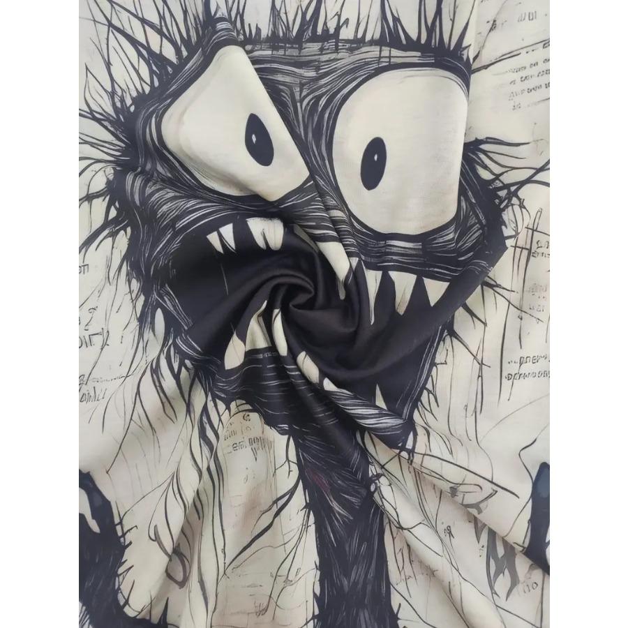 Tricou cu mânecă scurtă și gât rotund pentru bărbați cu animal dragon - Design îndrăzneț și inedit de roman grafic pentru bărbați, topuri de vară în stil outdoor