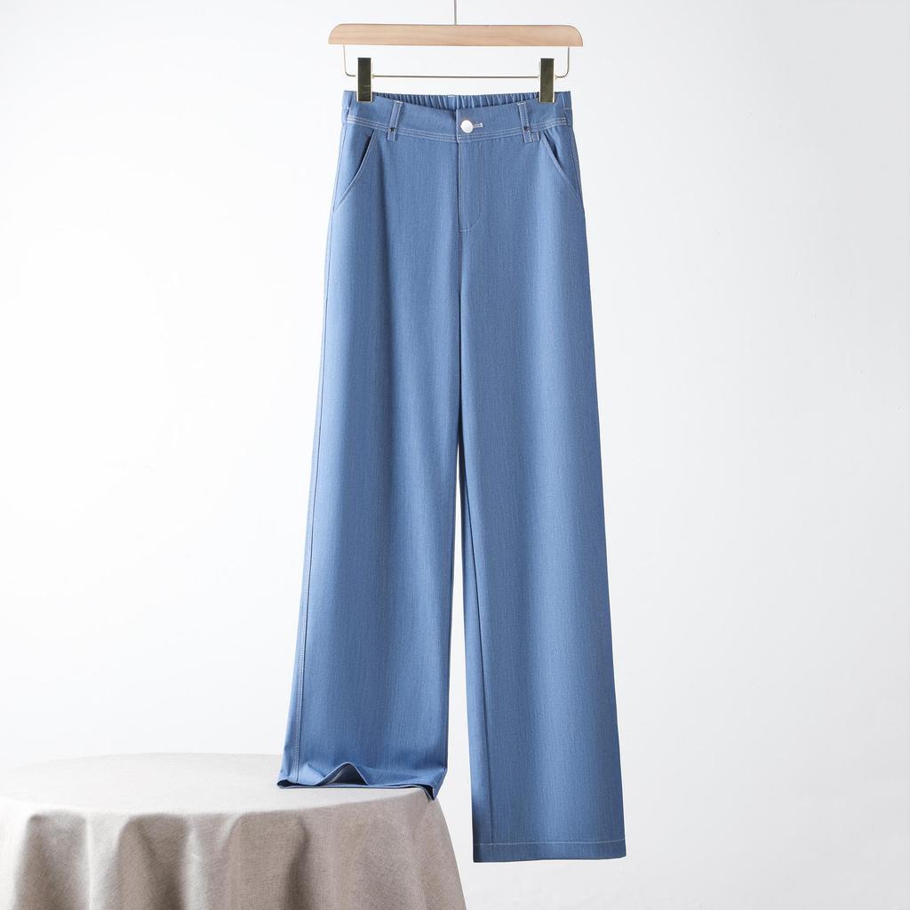 Damen Sommer Eis-Seide High Waist Elastische Denimhose - Schlankmachend, Vielseitig, Locker geschnitten mit Weit- und Schmalbeinoptionen
