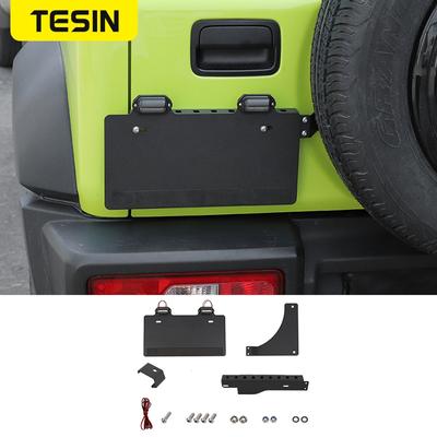 TESIN uchwyt na tablicę rejestracyjną samochodu tylna klapa uchwyt z lampą do Suzuki Jimny JB74W 2022 na zewnątrz