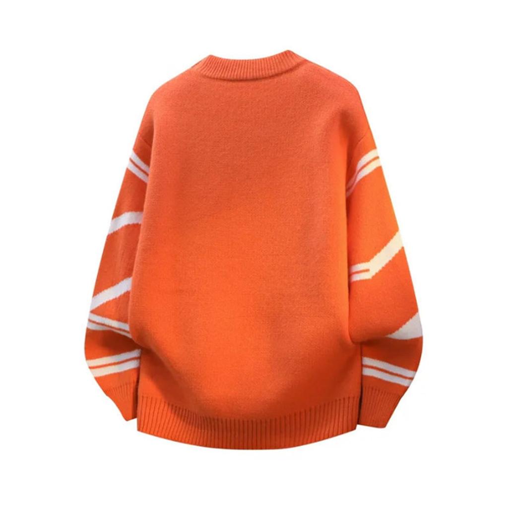 Męski Modny Dzianinowy Pulower z Długim Rękawem, Luźny, z Okrągłym Dekoltem