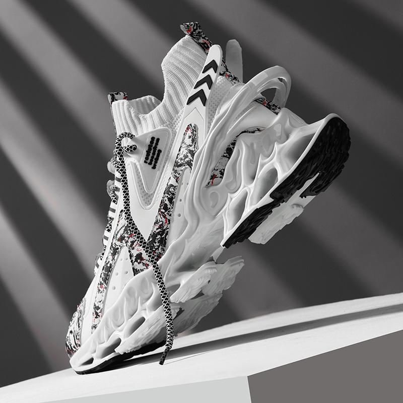 

Мужская обувь большого размера новые кроссовки-лезвия, сетчатые кроссовки для бега, спортивная и повседневная обувь, увеличивающая рост, маленькие белые папины модные туфли 46 белый