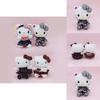 Cute Hello Kitty Plush Pendant With Plaid And Leopard Print Dress Decor For Girls Gift