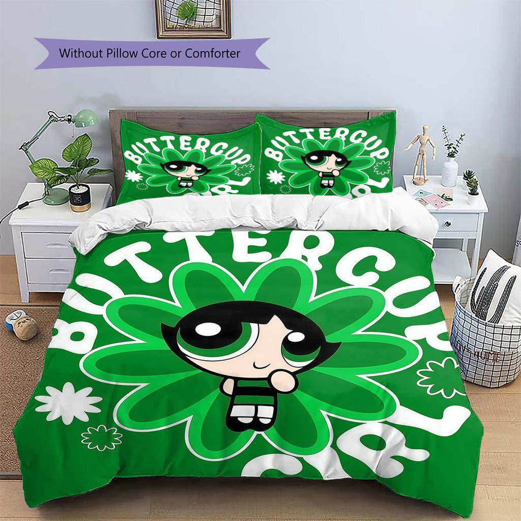 Powerpuff Girls Buttercup Cool Duvet Cover & Pillowcases, Powerpuff Girls Fan Bedding, Perfect Gift.chl
