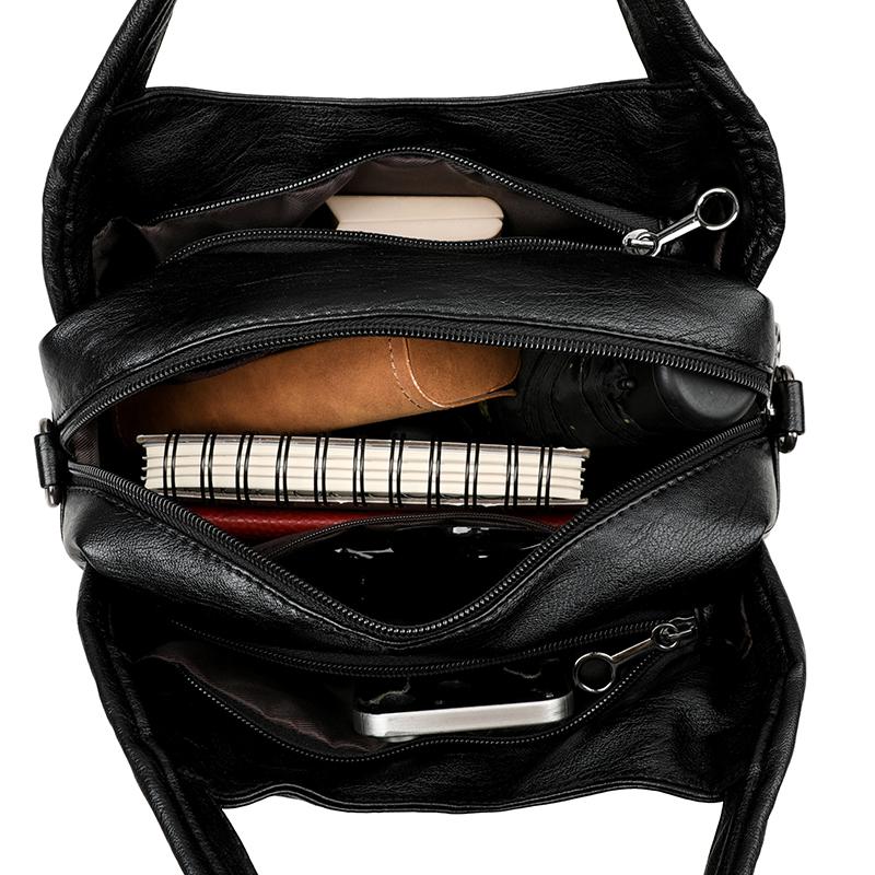 Retro Large Capacity Shoulder Bag Solid Color Messenger Bag PU Commuter Bag