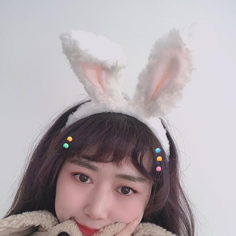 Soft Headband with Bunny Ears Plush Animal Hair Hoop Fluffy Easter Christmas Cosplay Cartoon Theme Party Costume
