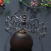 Gothic Spider Web Crown Black Crystal Headpiece Metal Tiara Suitable for Men and Women's Steampunk Halloween Costume Headwear