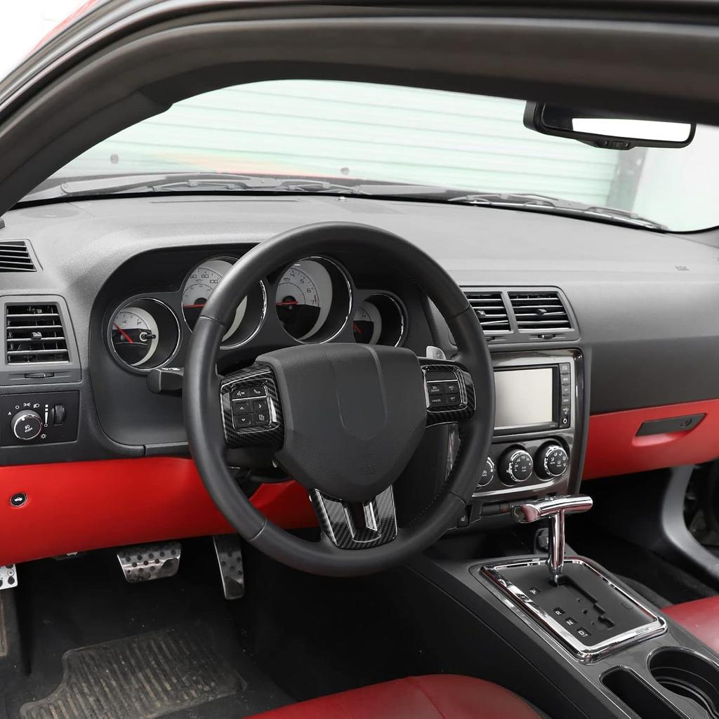 Linskip Steering Wheel Trim Compatible with Dodge Charger/Challenger/Durango/Dart 2009-2014 & Journey 2013-2022, Steering Wheel Cover for Charger